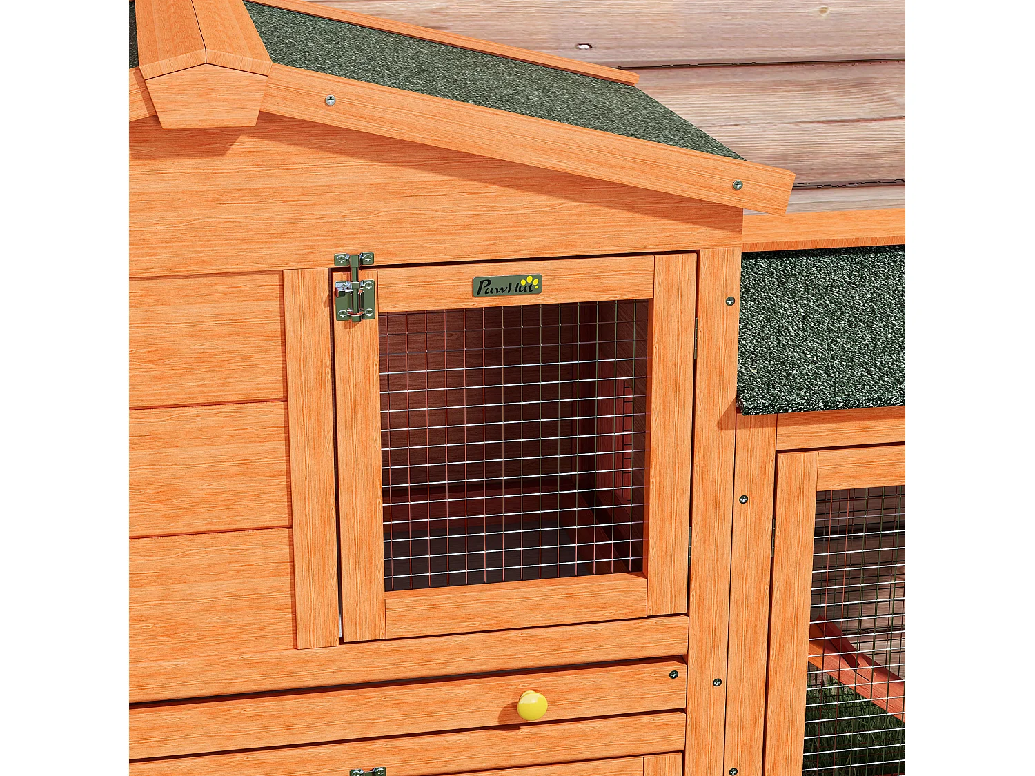 Conigliera a 2 piani da esterno in legno di abete e metallo