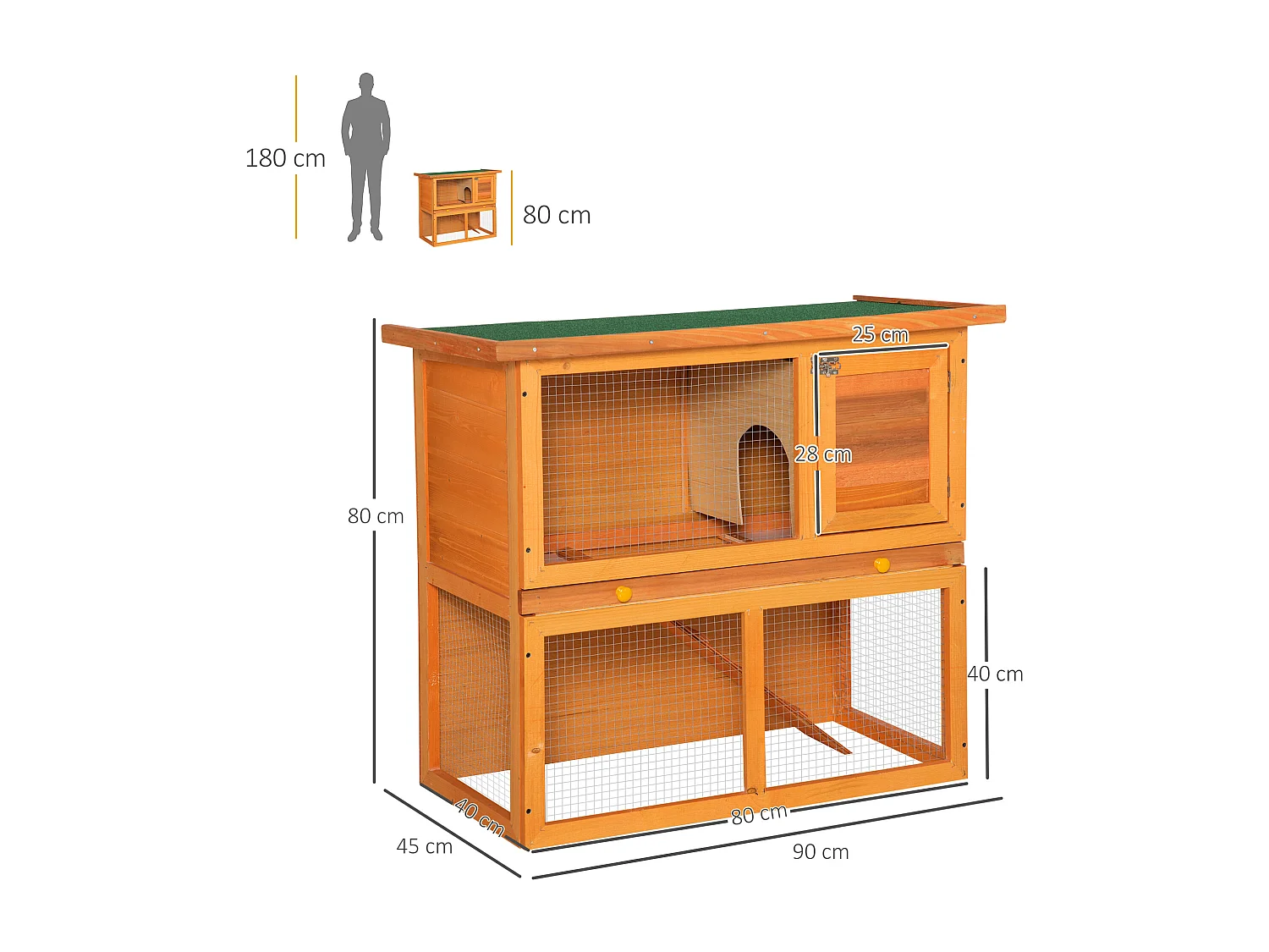 Conigliera gabbia da esterno in legno a 2 piani per conigli