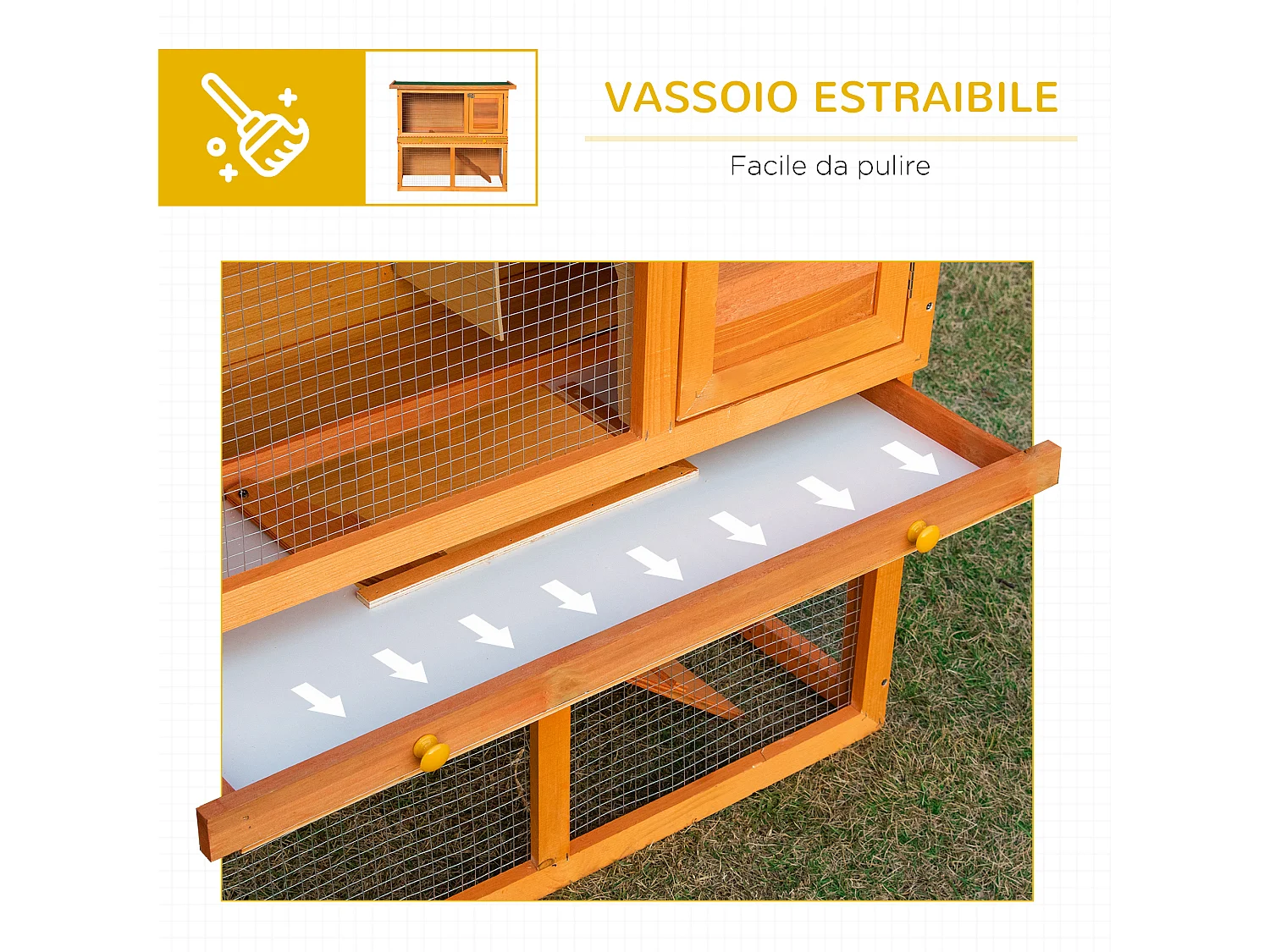 Conigliera gabbia da esterno in legno a 2 piani per conigli