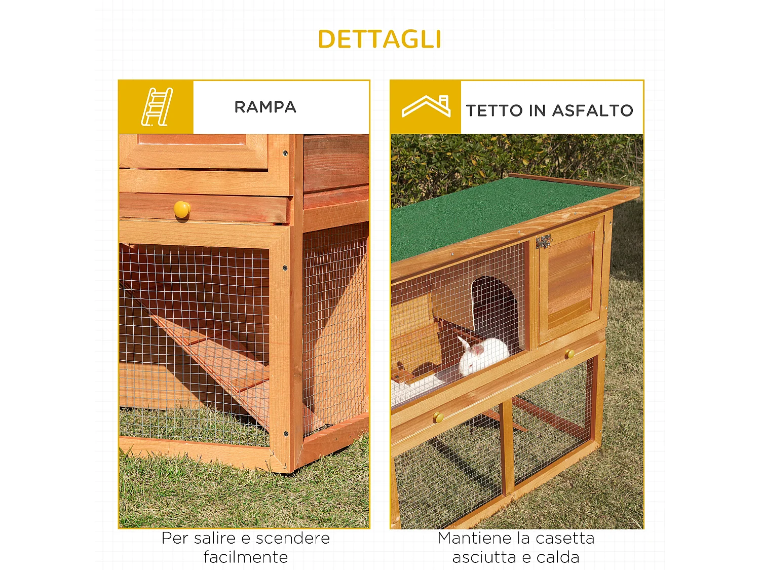 Conigliera gabbia da esterno in legno a 2 piani per conigli