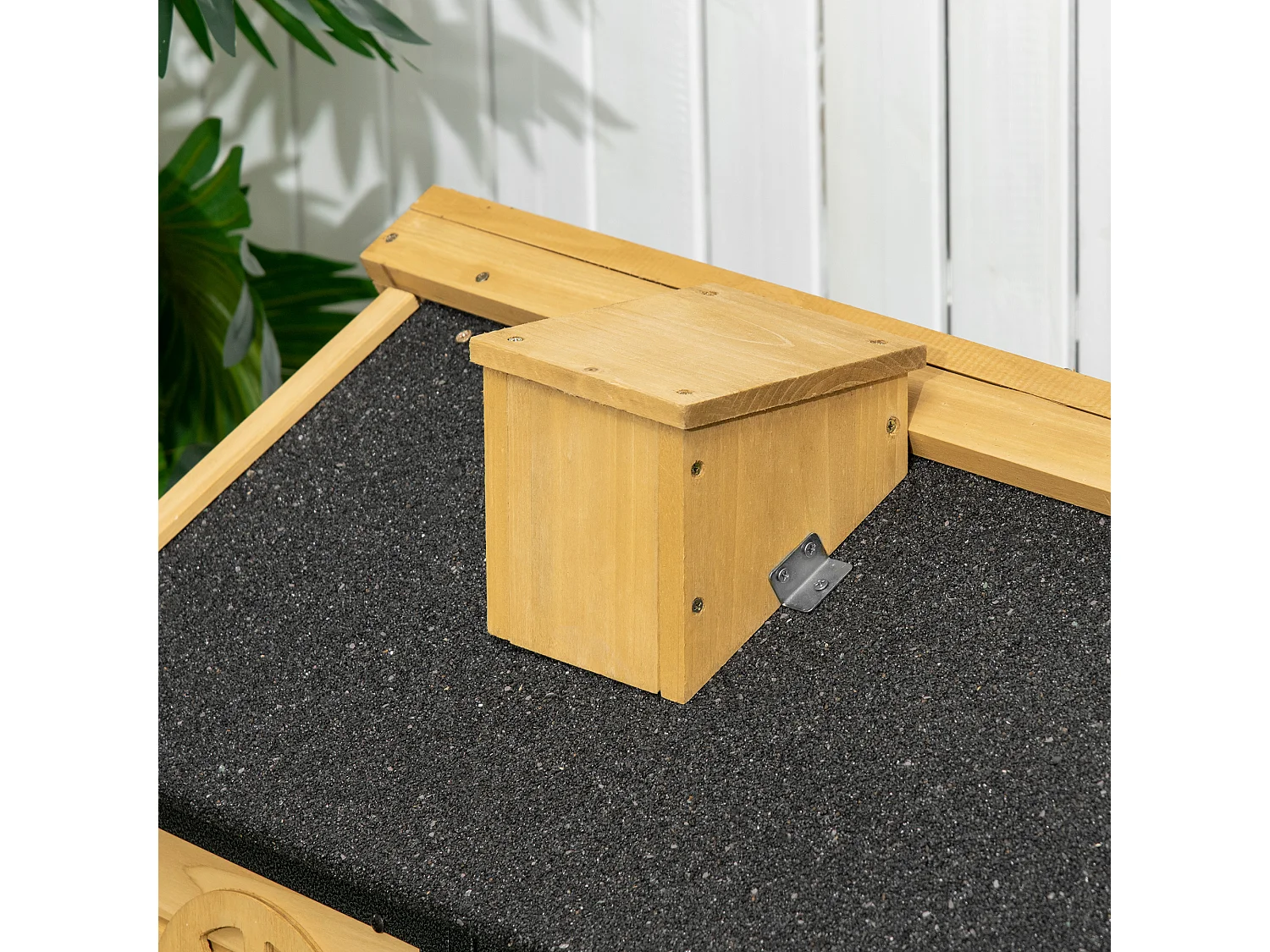 Conigliera da esterno a 2 livelli in legno di abete e acciaio con vassoio