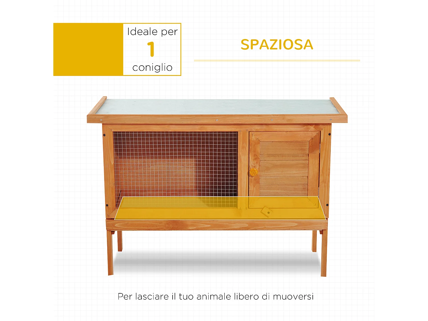 Conigliera gabbia in legno da esterno per conigli, porcellini d'india