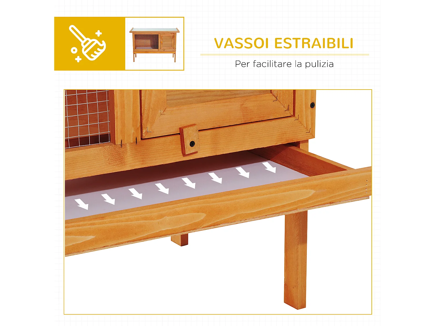 Conigliera gabbia in legno da esterno per conigli, porcellini d'india