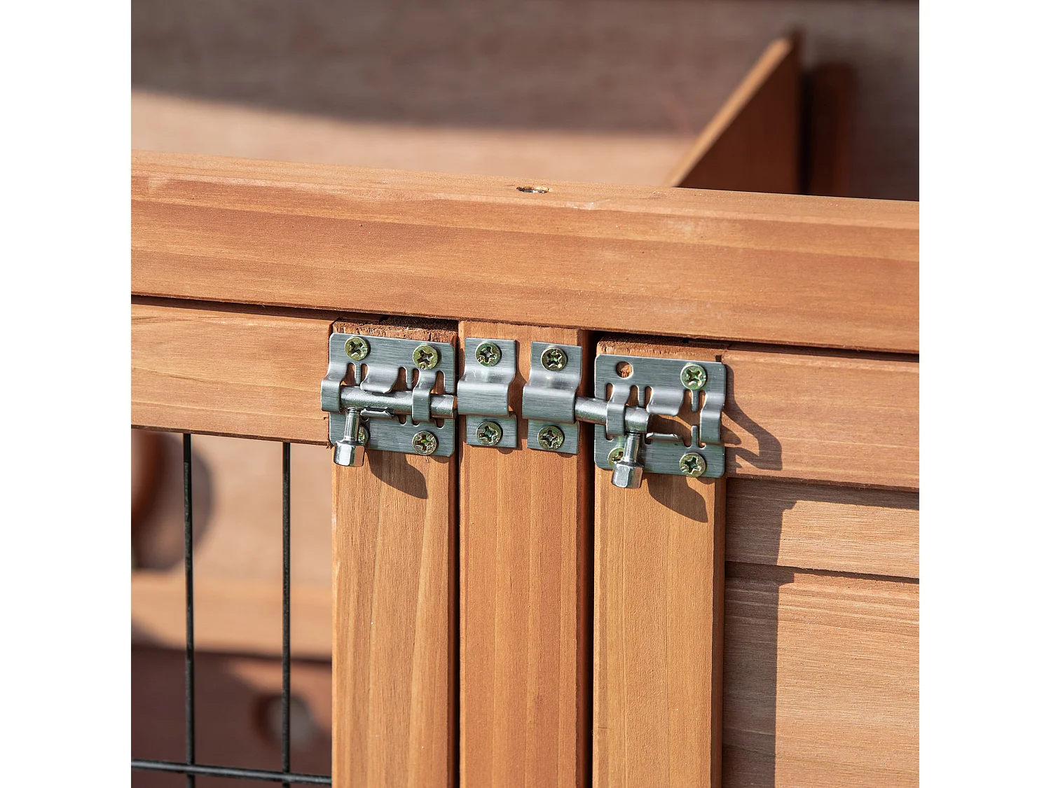 Conigliera in legno a 2 livelli con ruote vassoio estraibile rampa