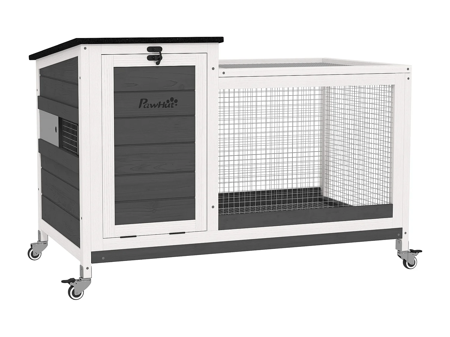 Conigliera da esterno a rotelle con vassoio estraibile multicolore