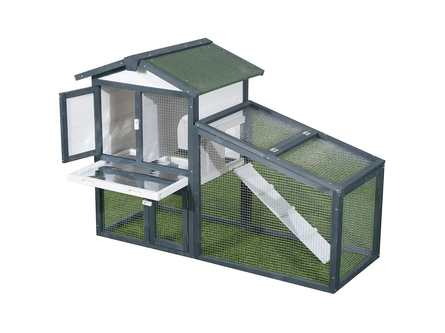 Gabbia per conigli e piccoli animali, legno di abete e doppia porta