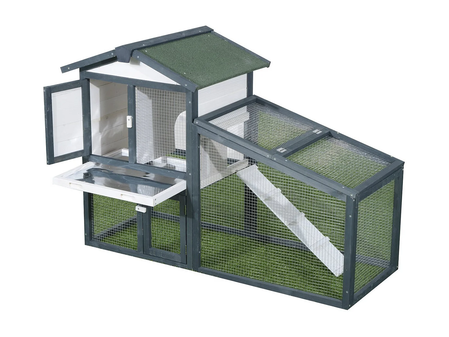 Gabbia per conigli e piccoli animali, legno di abete e doppia porta