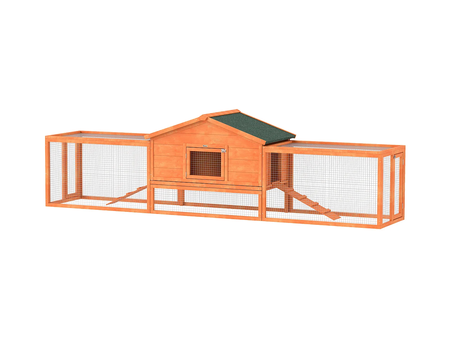 Conigliera da esterno con casetta e 2 recinti in legno 309x69.5x87cm