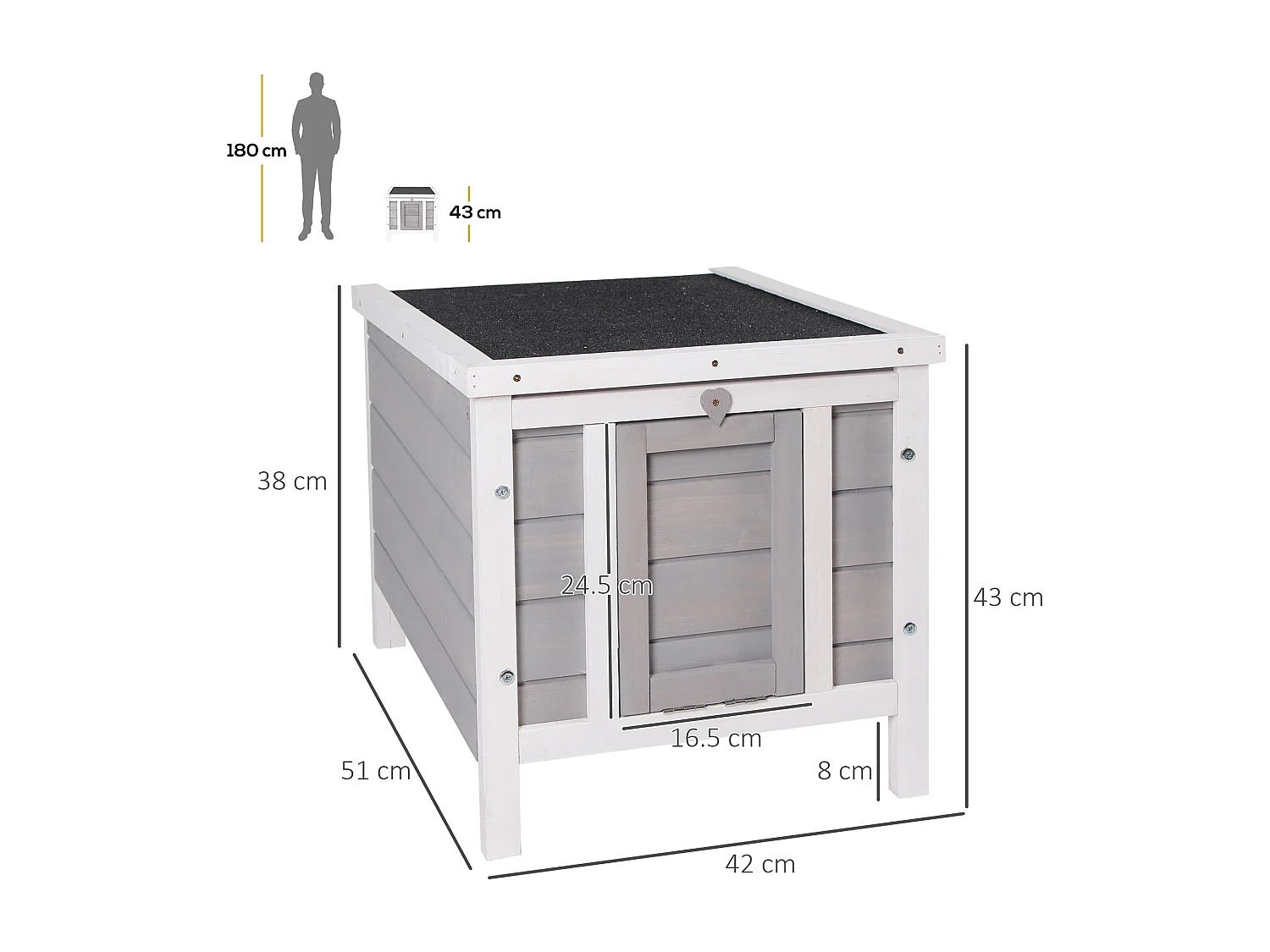 Gabbia per conigli con tetto in asfalto e rampa di accesso antiscivolo