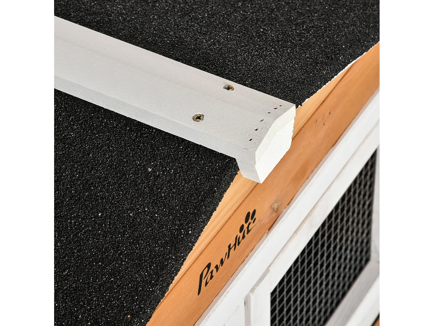 Conigliera a 2 livelli in legno con rete protettiva 157.4x53x99.5 cm