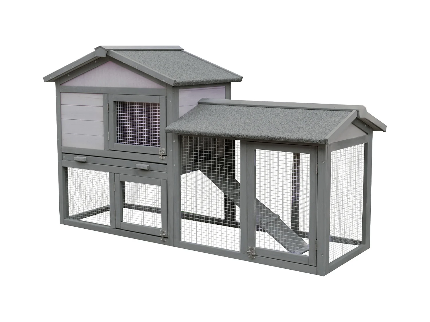 Conigliera in legno da esterno casetta con tetto e recinto