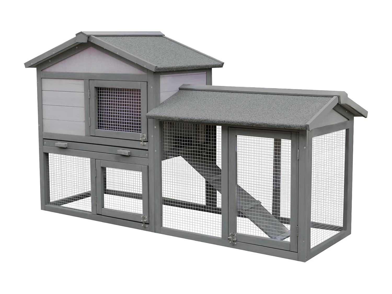 Conigliera in legno da esterno casetta con tetto e recinto