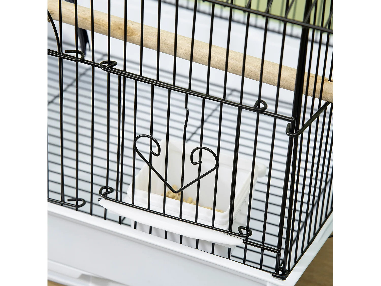 Gabbia per uccelli con maniglia e vassoio estraibile bianco