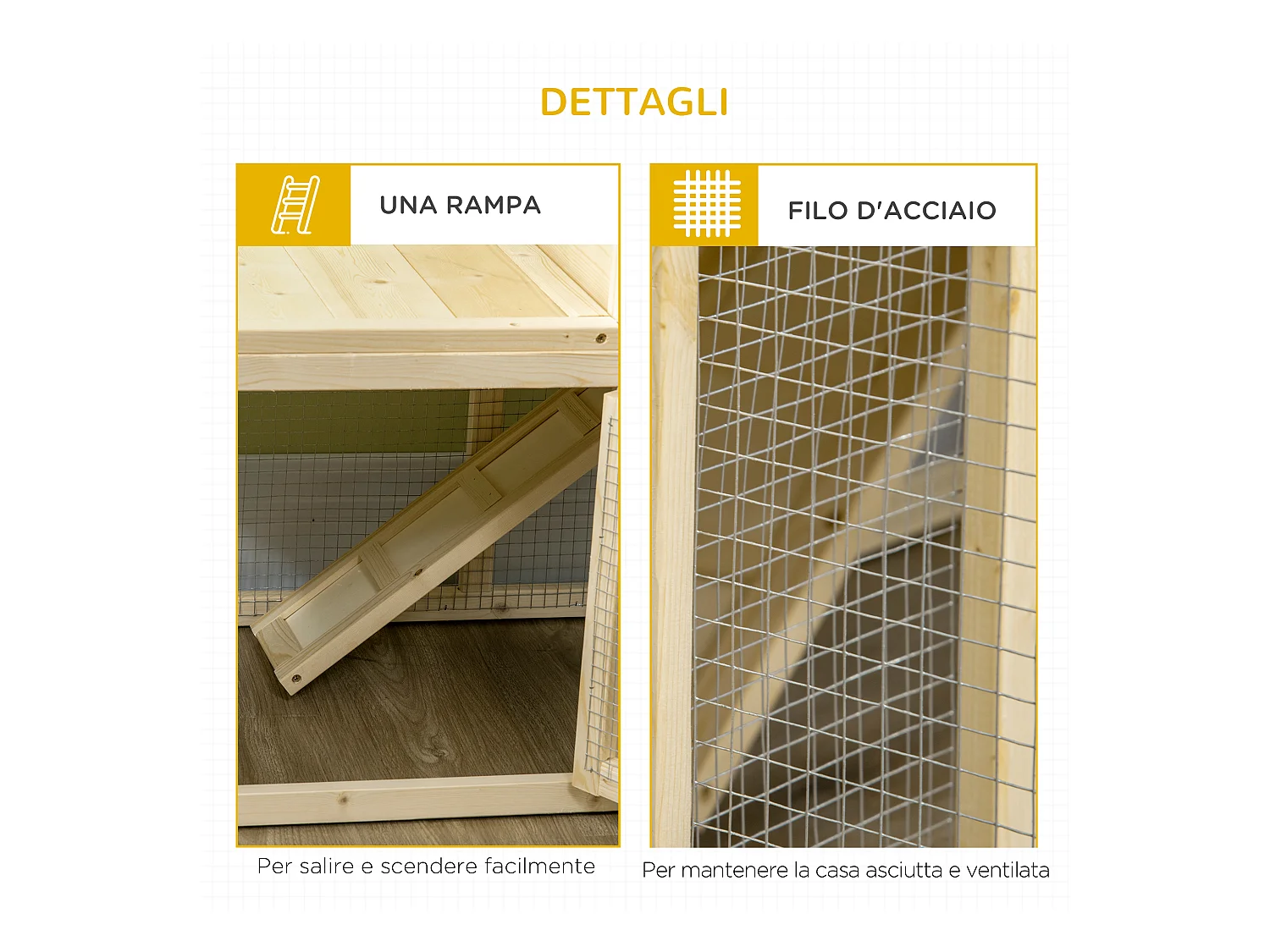 Conigliera per interno a 3 porte con vassoio estraibile e area esterna