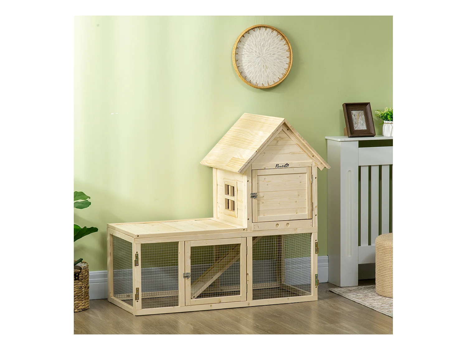 Conigliera per interno a 3 porte con vassoio estraibile e area esterna