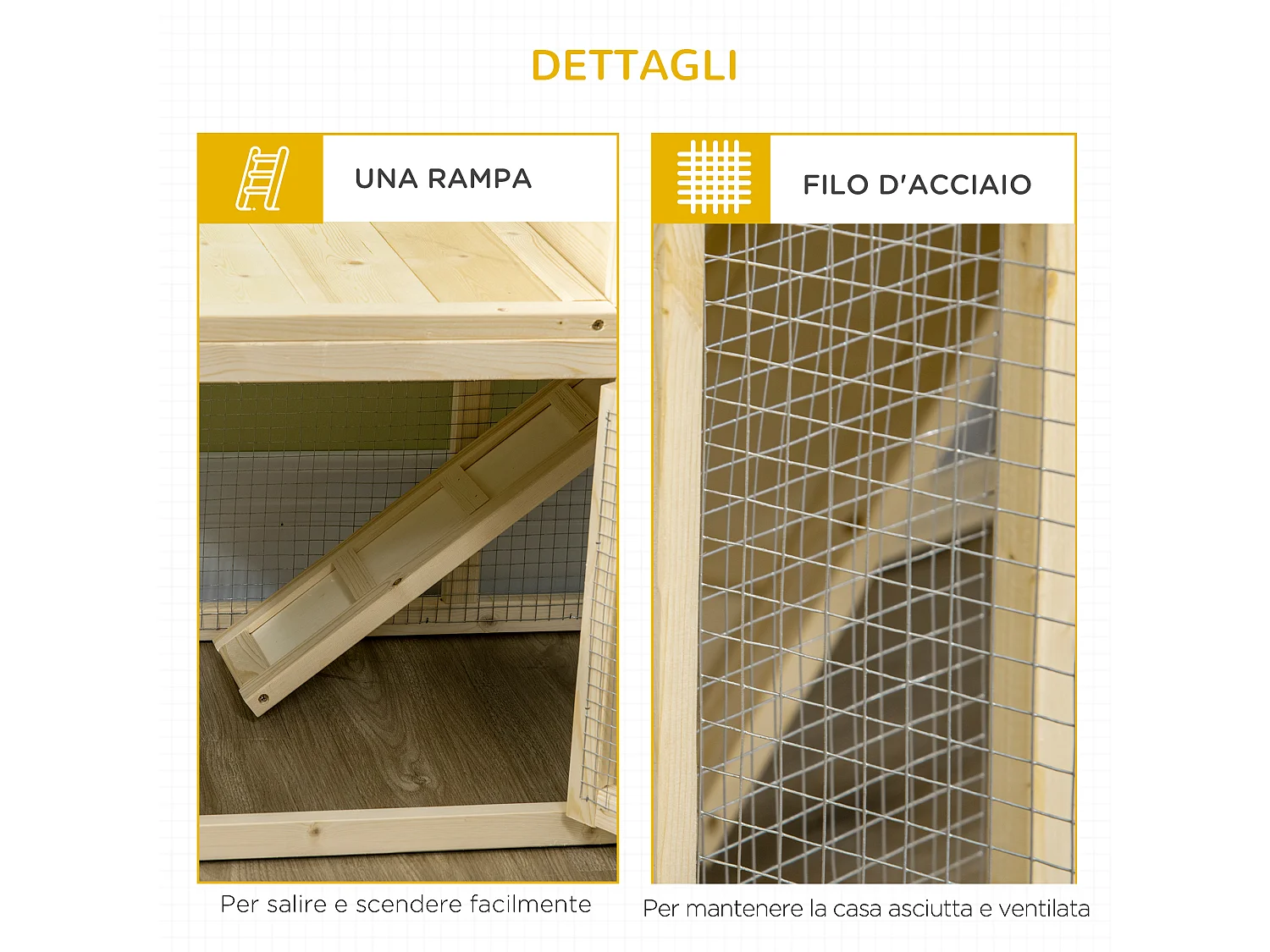 Conigliera per interno a 3 porte con vassoio estraibile e area esterna