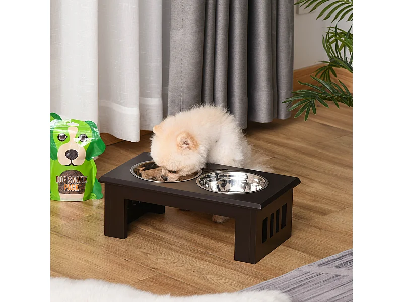 Ciotola rialzata per cani in acciaio inossidabile 2 piatti 58.4x30.5x25.4