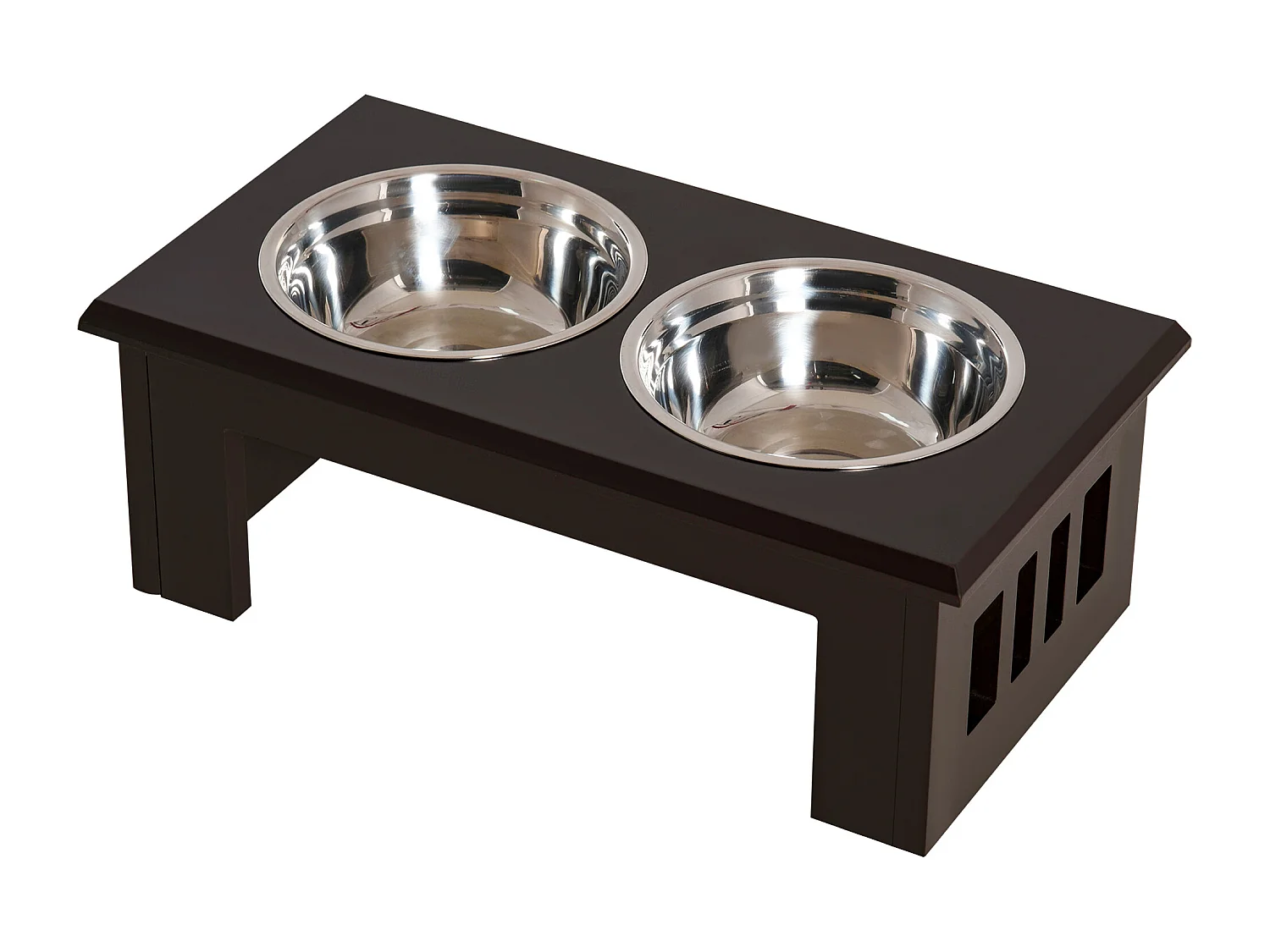 Ciotola rialzata per cani in acciaio inossidabile 2 piatti 58.4x30.5x25.4