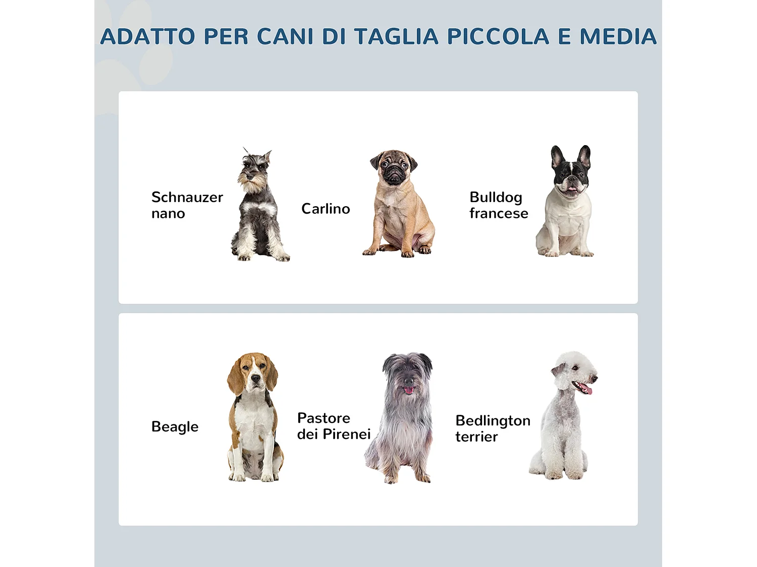 Ciotole rialzate per cani piccoli e taglia media in acciaio e mdf bianco