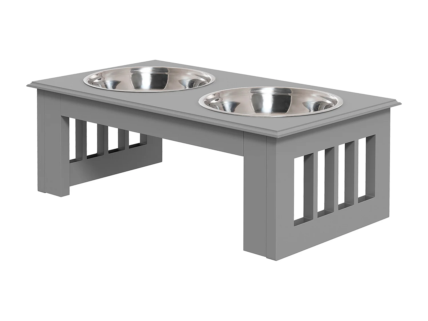 Ciotola rialzata per cani in acciaio inossidabile 2 scodelle grigio