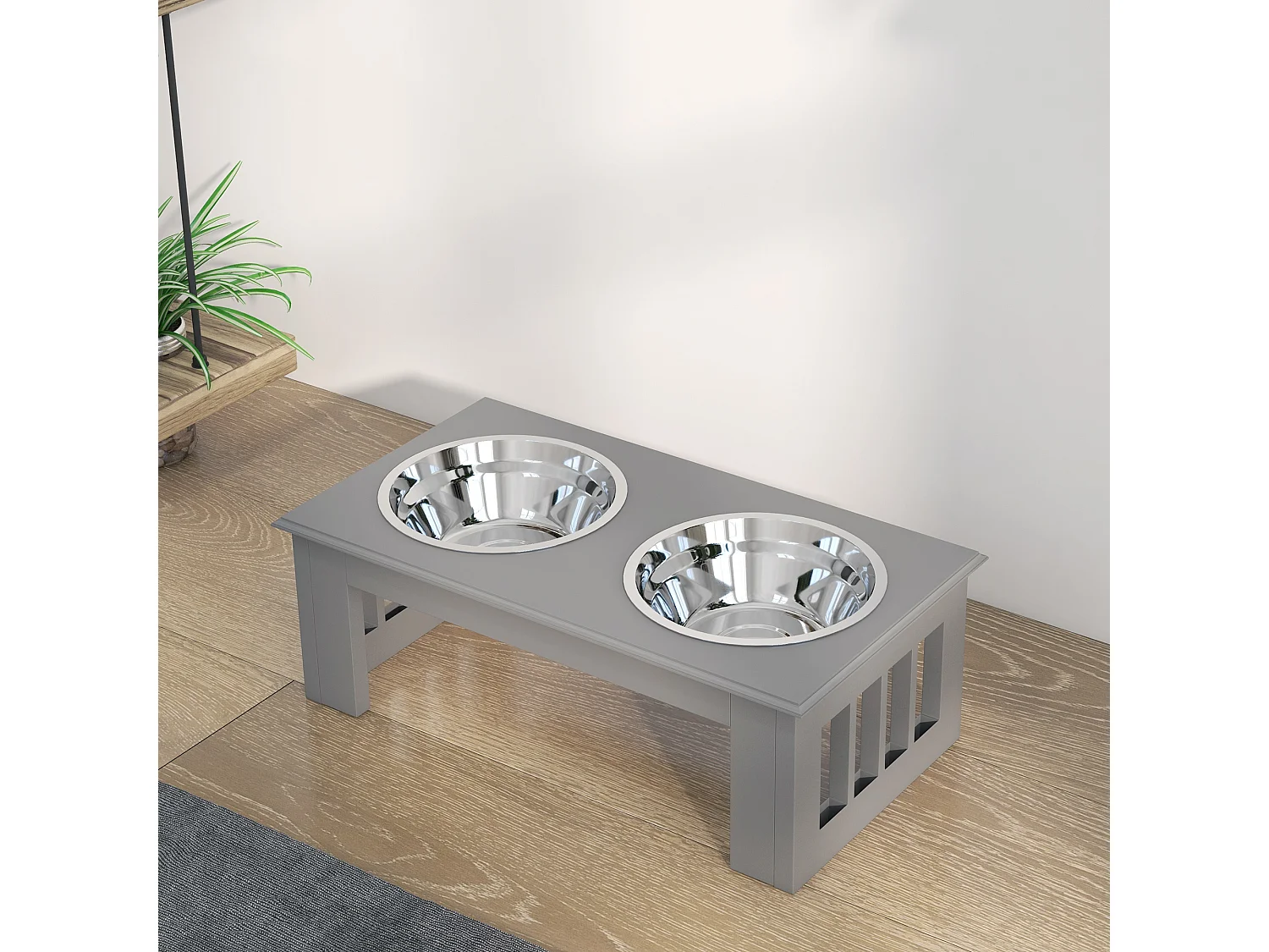 Ciotola rialzata per cani in acciaio inossidabile 2 scodelle grigio