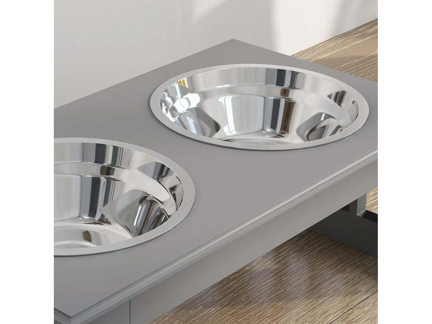 Ciotola rialzata per cani in acciaio inossidabile 2 scodelle grigio