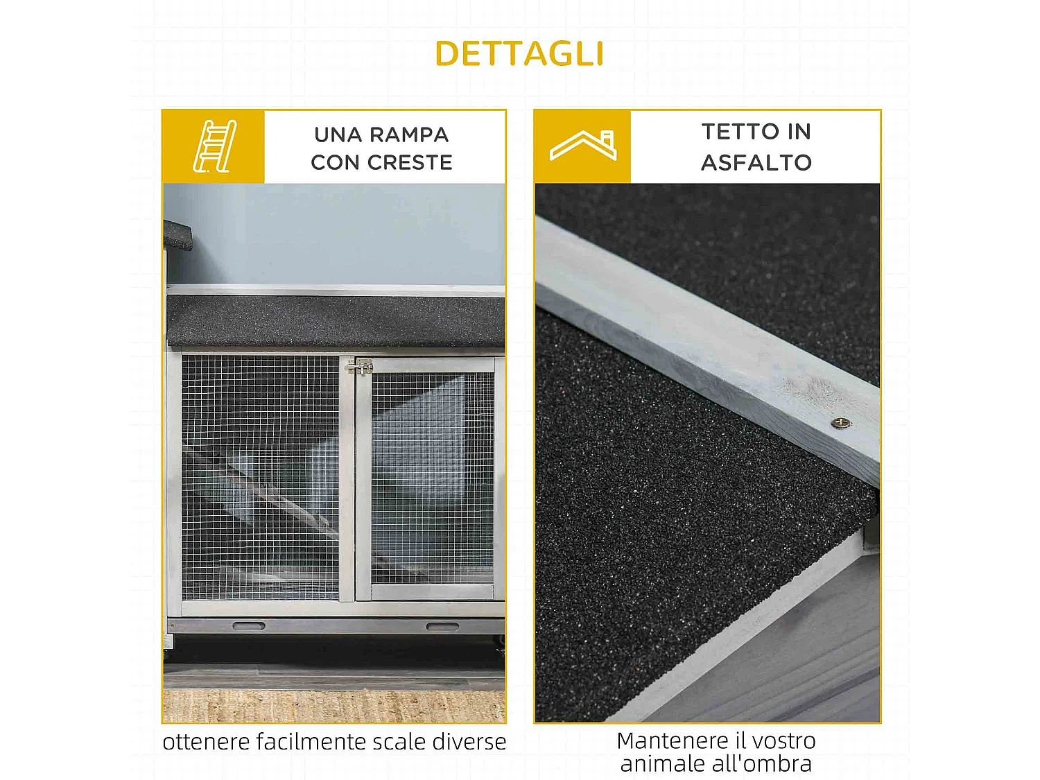 Conigliera a 2 livelli in legno e rete protettiva 157.4x53x99.5cm grigio