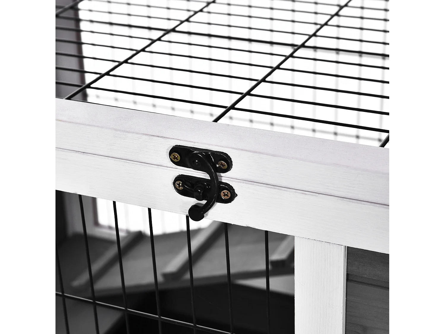 Gabbia per conigli e porcellini d'india, 4 ruote, casetta e rampa, legno