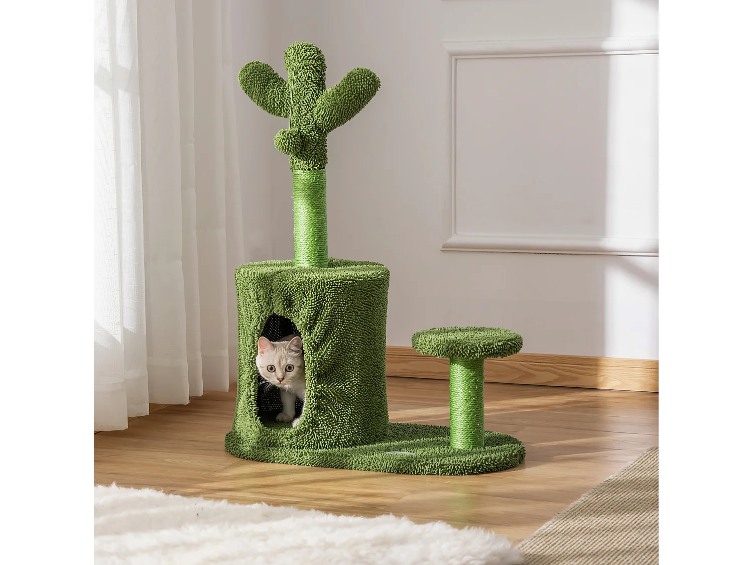 Albero tiragraffi per gatti adulti a forma di cactus 60x35x78cm verde