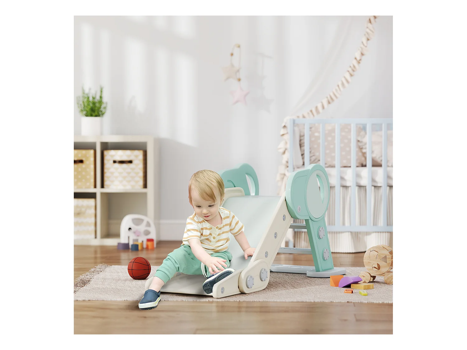 Scivolo per bambini pieghevole in plastica età 18-36 mesi verde