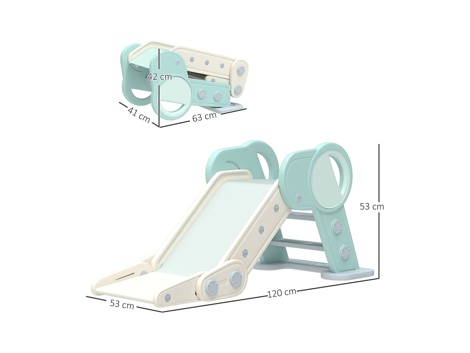 Scivolo per bambini pieghevole in plastica età 18-36 mesi verde