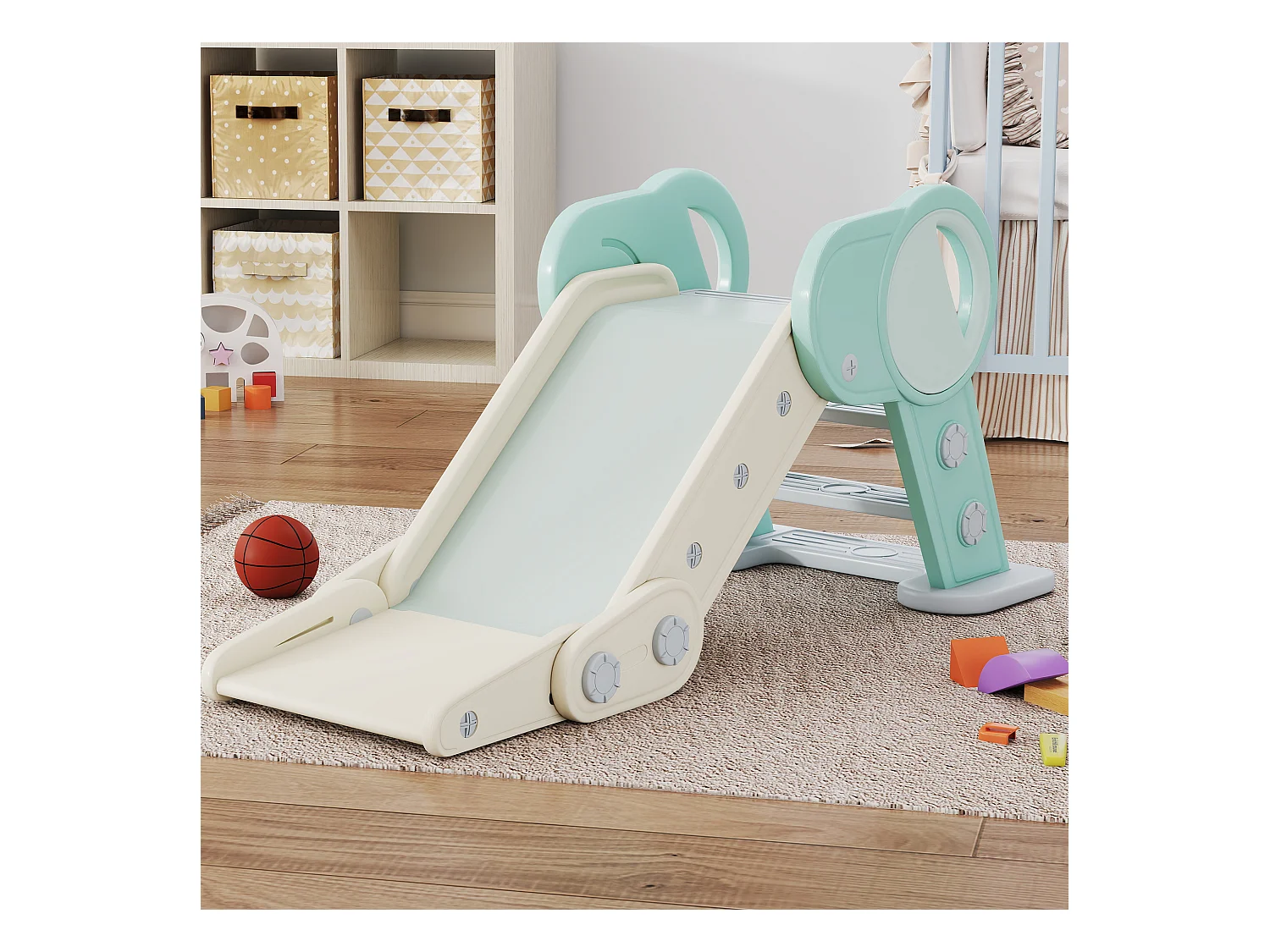 Scivolo per bambini pieghevole in plastica età 18-36 mesi verde