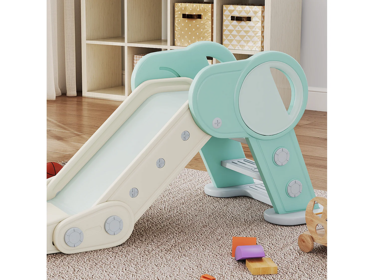 Scivolo per bambini pieghevole in plastica età 18-36 mesi verde