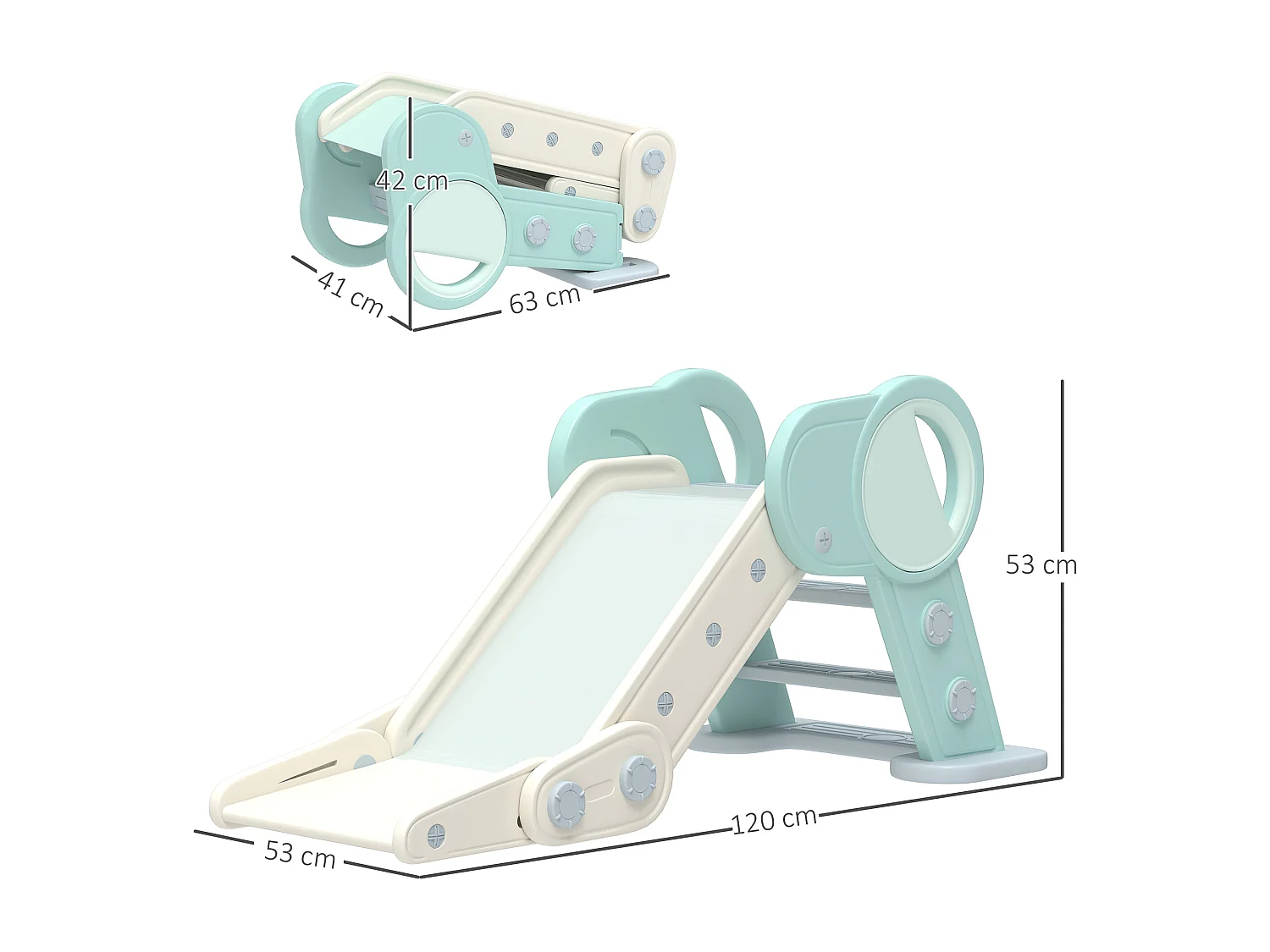 Scivolo per bambini pieghevole in plastica età 18-36 mesi verde