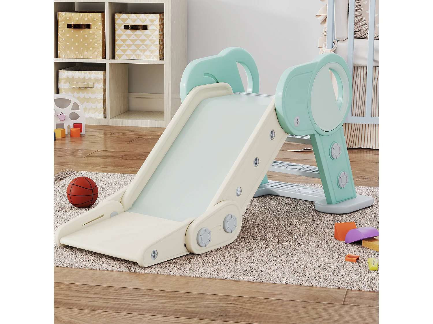 Scivolo per bambini pieghevole in plastica età 18-36 mesi verde