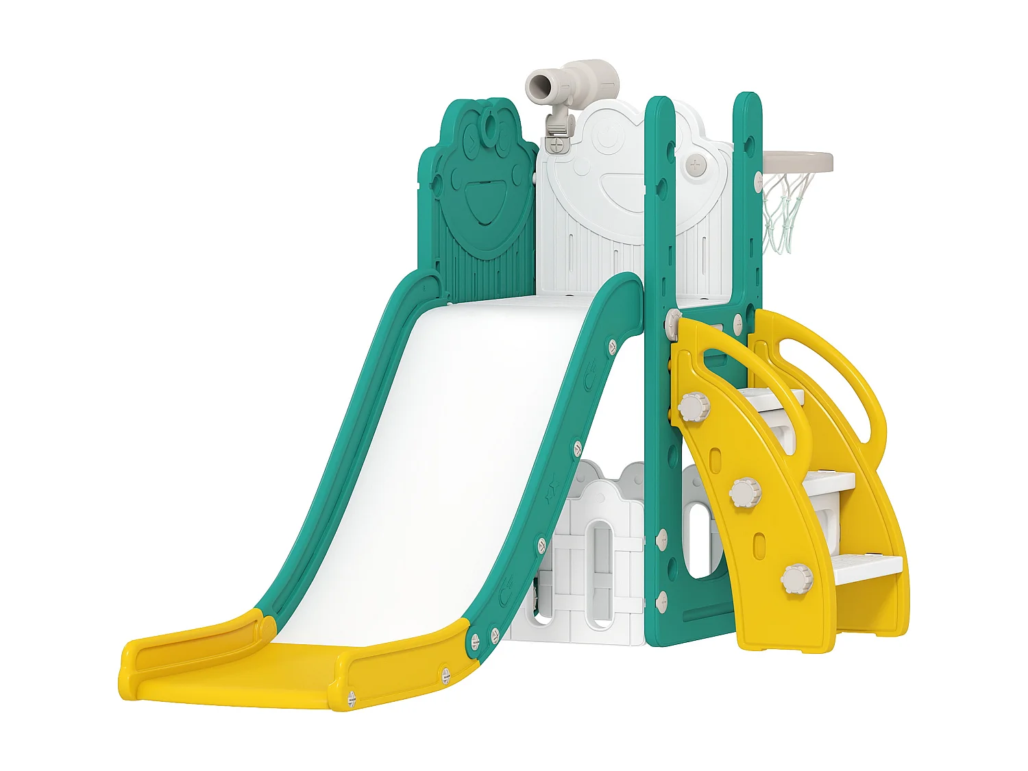 Set scivolo per bambini 1-3 anni con canestro e telescopio giallo