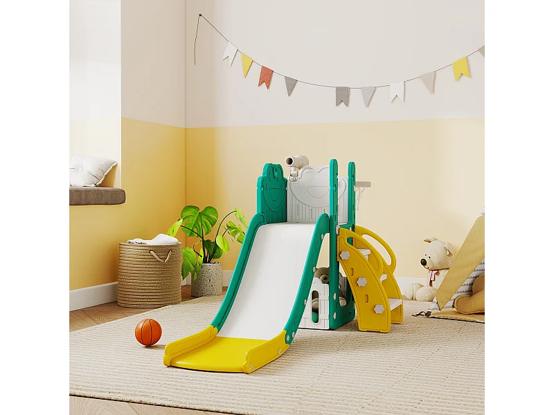 Set scivolo per bambini 1-3 anni con canestro e telescopio giallo