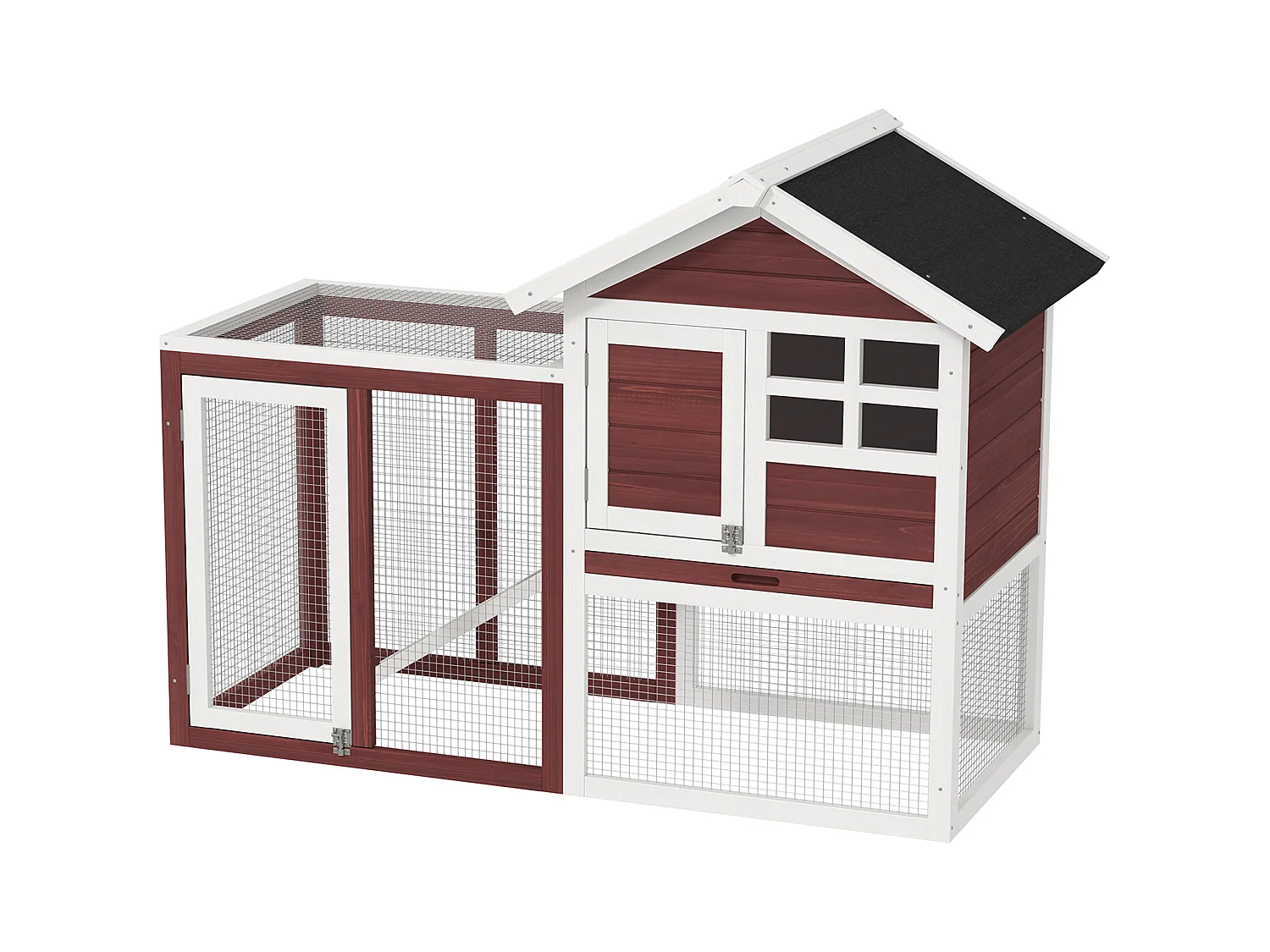 Gabbia per conigli e roditori conigliera da esterno in legno marrone