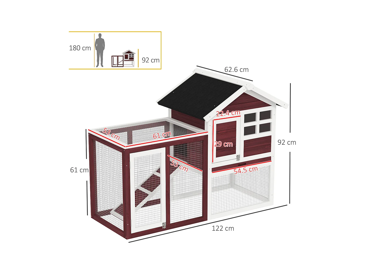 Gabbia per conigli e roditori conigliera da esterno in legno marrone