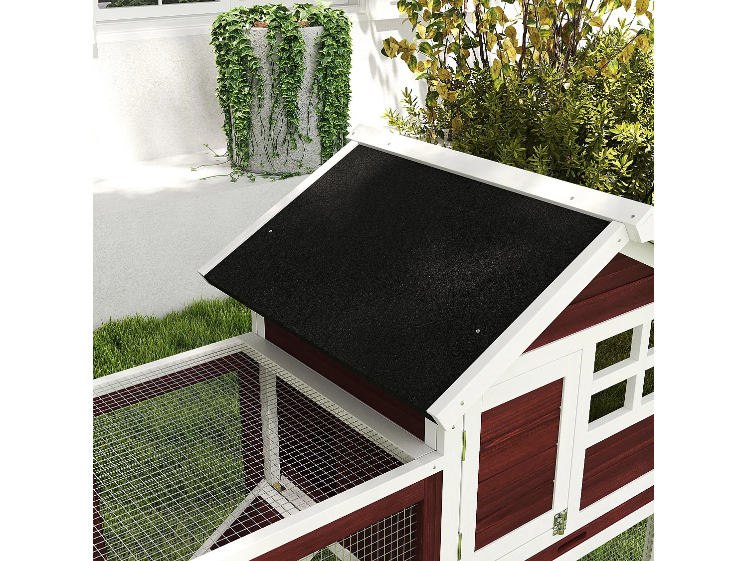 Gabbia per conigli e roditori conigliera da esterno in legno marrone