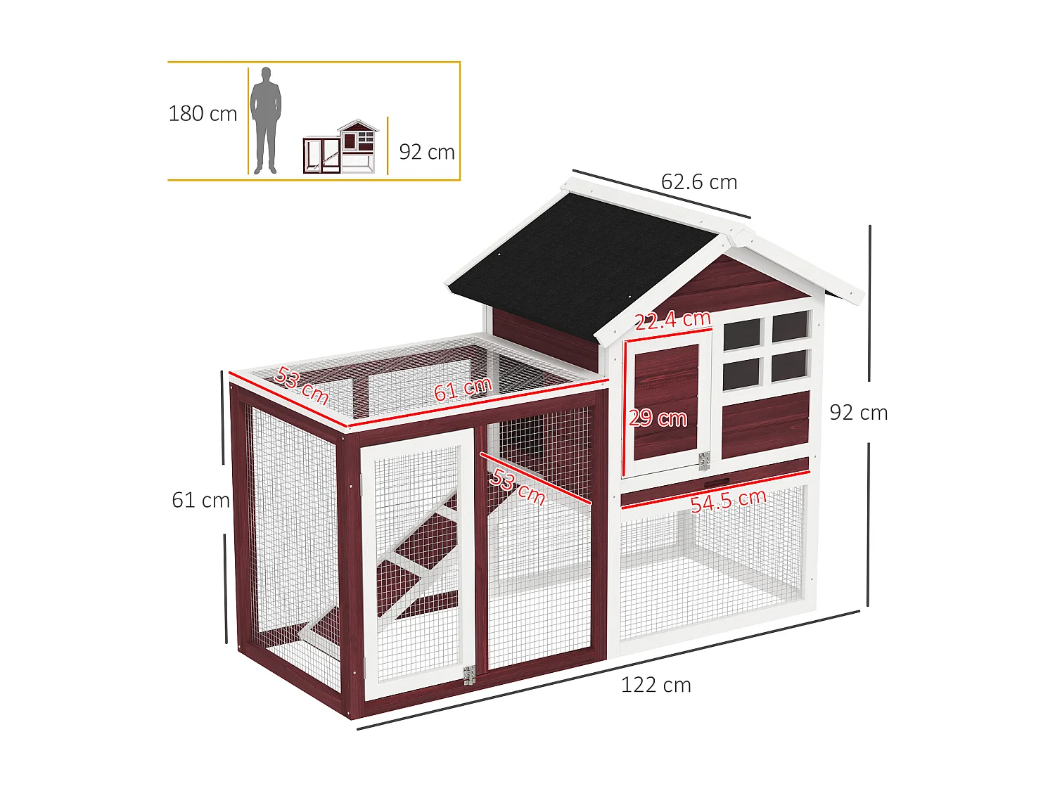 Gabbia per conigli e roditori conigliera da esterno in legno marrone