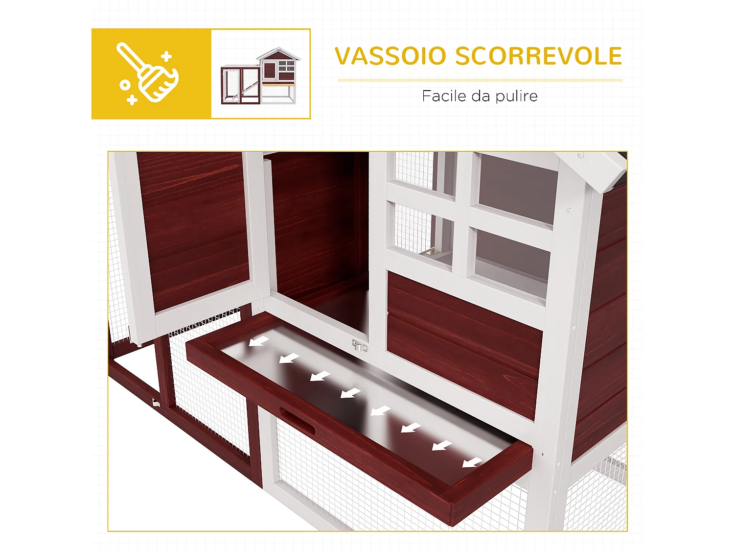 Gabbia per conigli e roditori conigliera da esterno in legno marrone