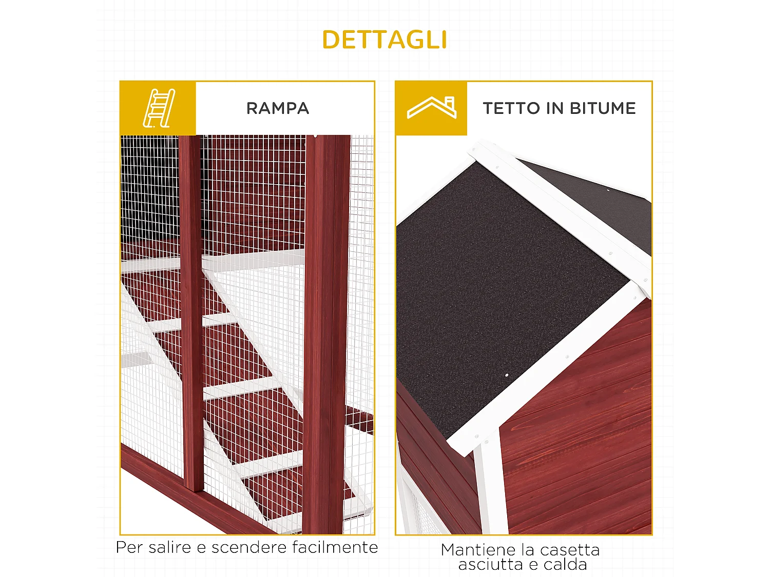 Gabbia per conigli e roditori conigliera da esterno in legno marrone