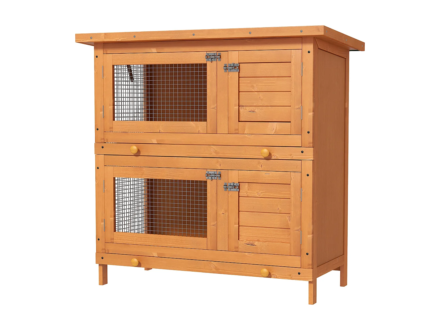 Gabbia conigliera a 2 piani per conigli da esterno in legno