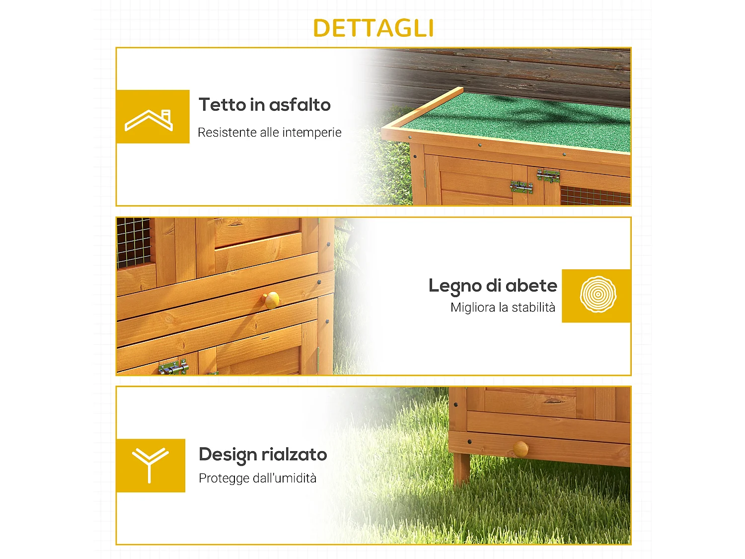 Gabbia conigliera a 2 piani per conigli da esterno in legno