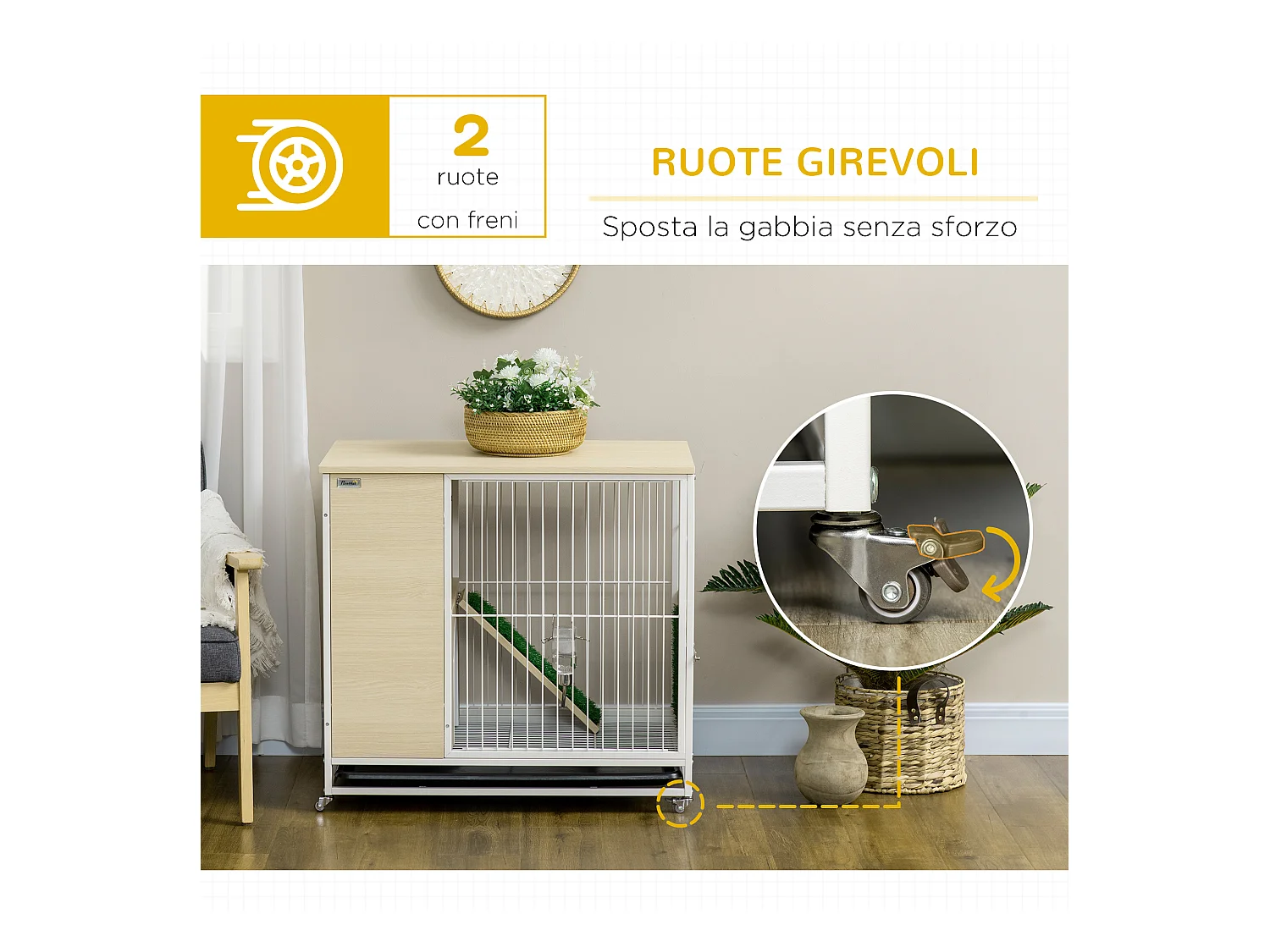 Gabbia per conigli con serbatoio d'acqua e vassoio estraibile