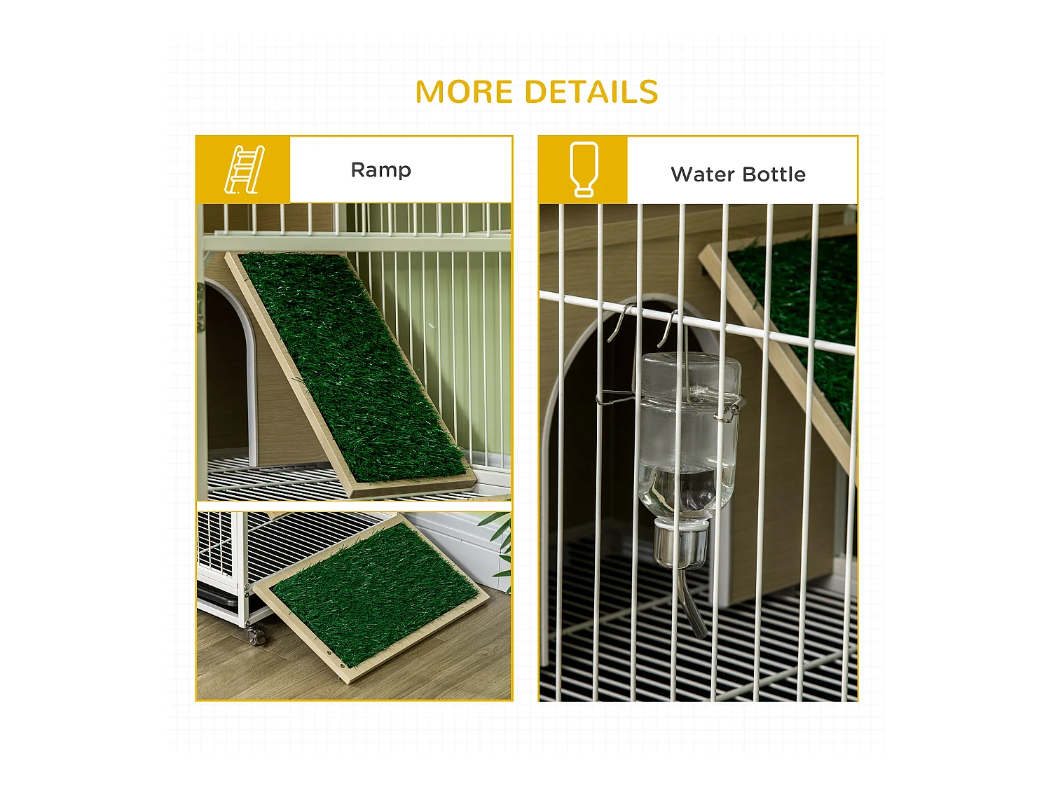 Gabbia per conigli con serbatoio d'acqua e vassoio estraibile