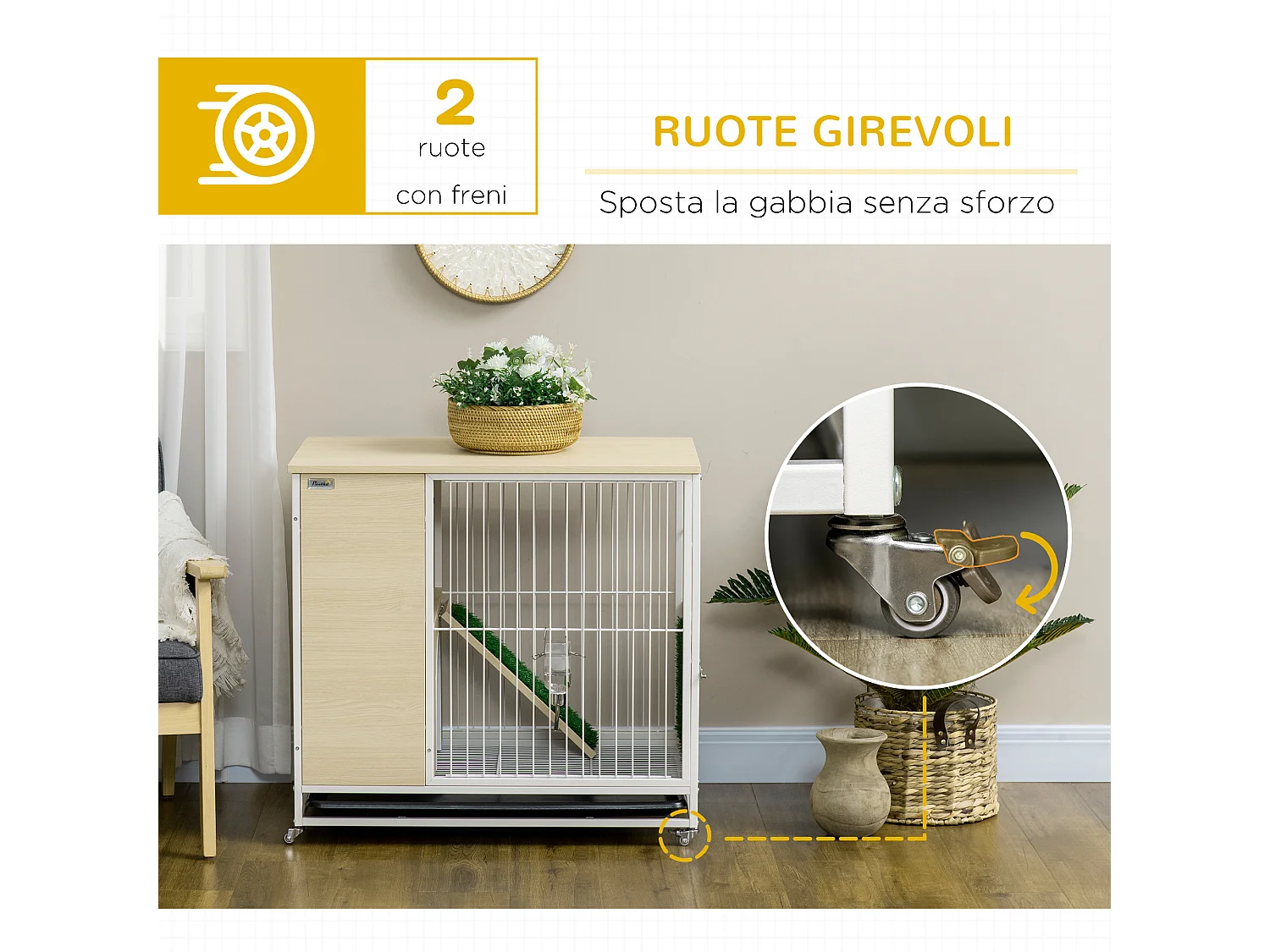 Gabbia per conigli con serbatoio d'acqua e vassoio estraibile