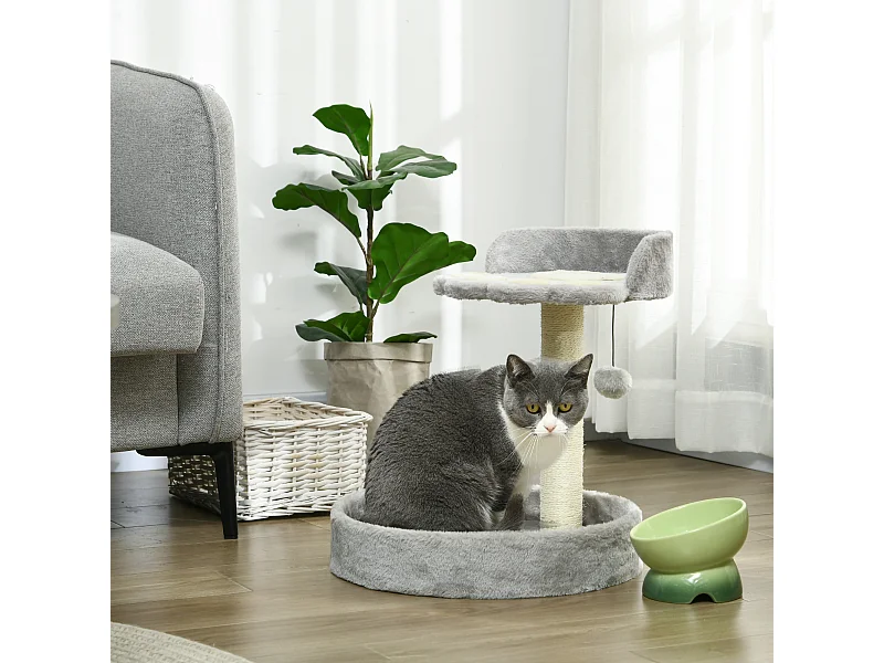 Tiragraffi per gatti con lettini e corda juta 41x41x44cm grigio chiaro