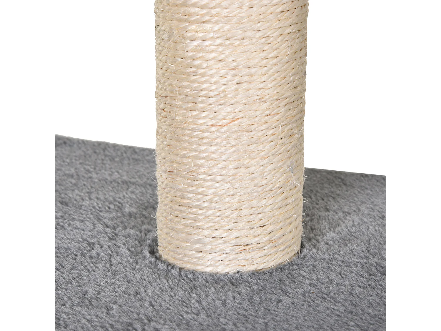 Albero tiragraffi con cuccia in peluche grigio e corda sisal 60x49x130cm